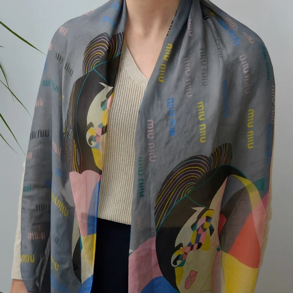 MIU MIU Multicolor Graphic Scarf